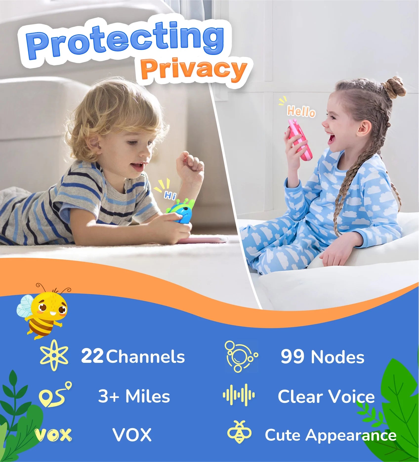 Walkie Talkies for Kids, 3KM Walkie Talkies Long Range, 2 Way Radio, 22 Channels, 2 Pack