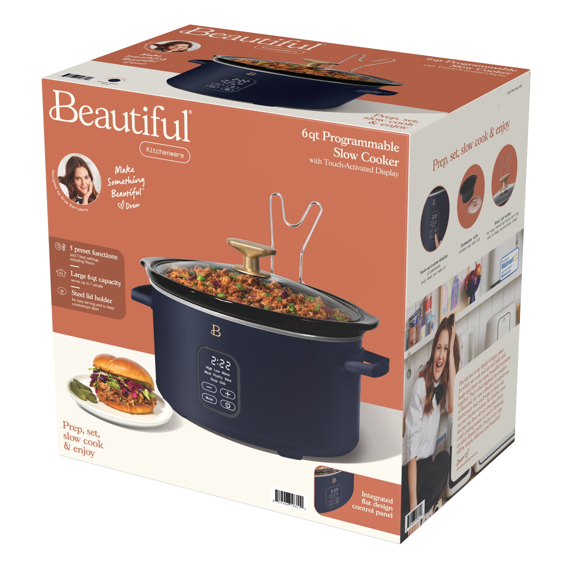 6 Qt Programmable Slow Cooker, Starry Night by Drew Barrymore, Blue