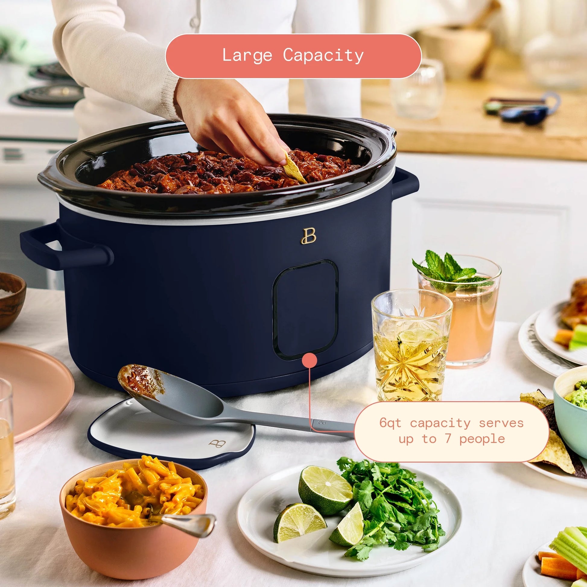 6 Qt Programmable Slow Cooker, Starry Night by Drew Barrymore, Blue