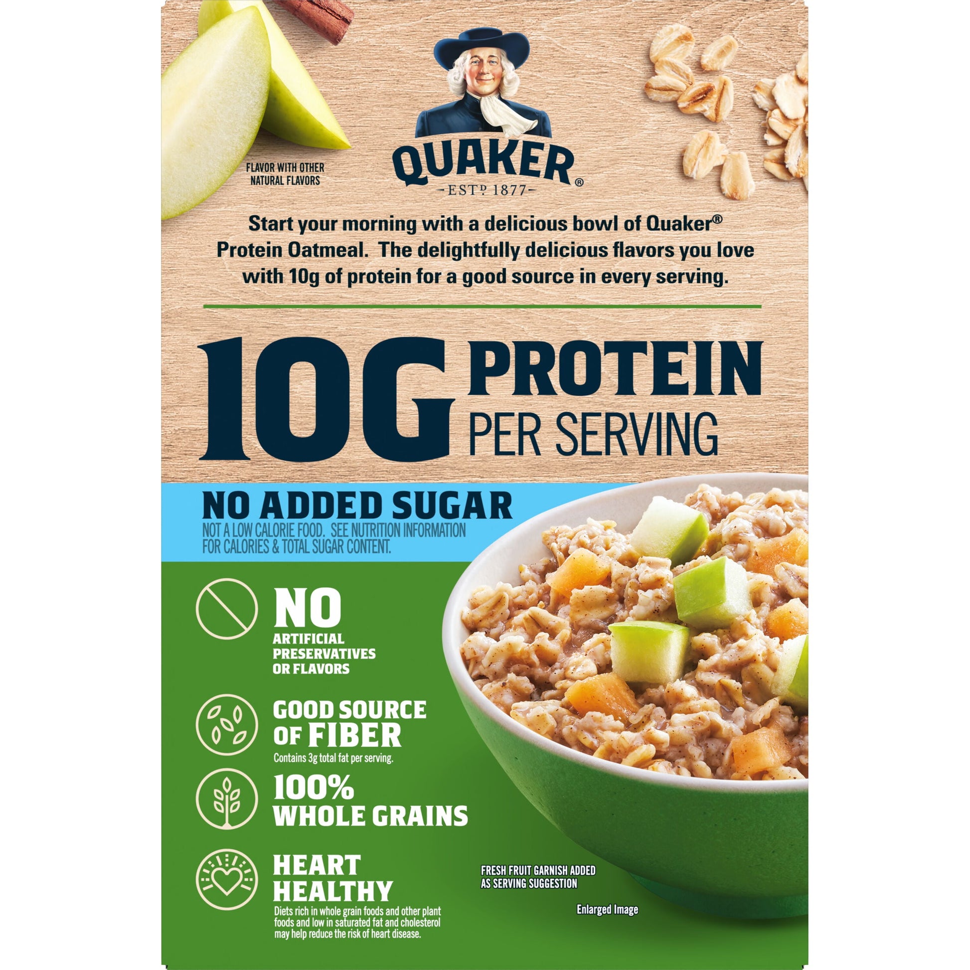 Protein No Added Sugar Apple Cinnamon Flavored Instant Oatmeal, 10.5 Oz