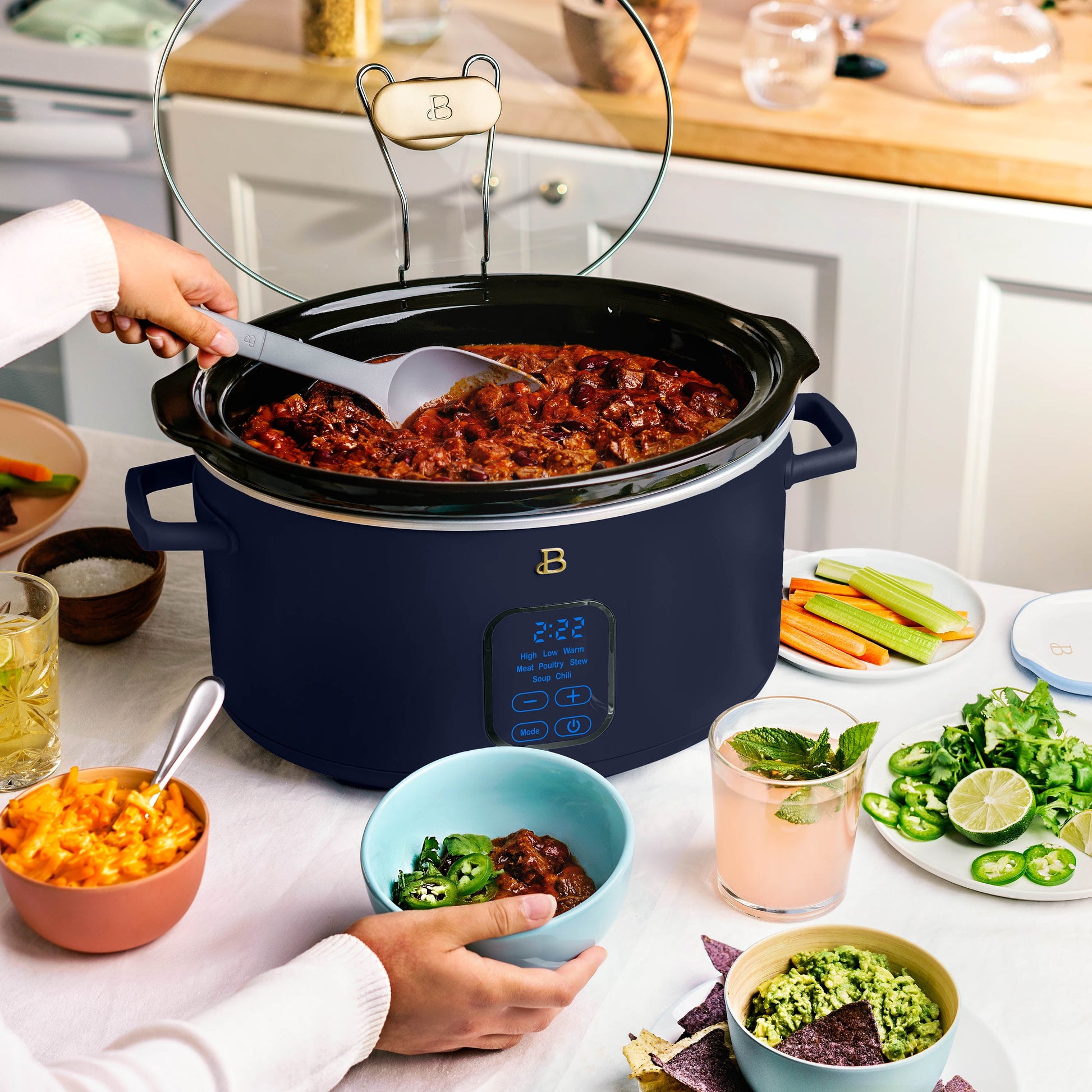 6 Qt Programmable Slow Cooker, Starry Night by Drew Barrymore, Blue