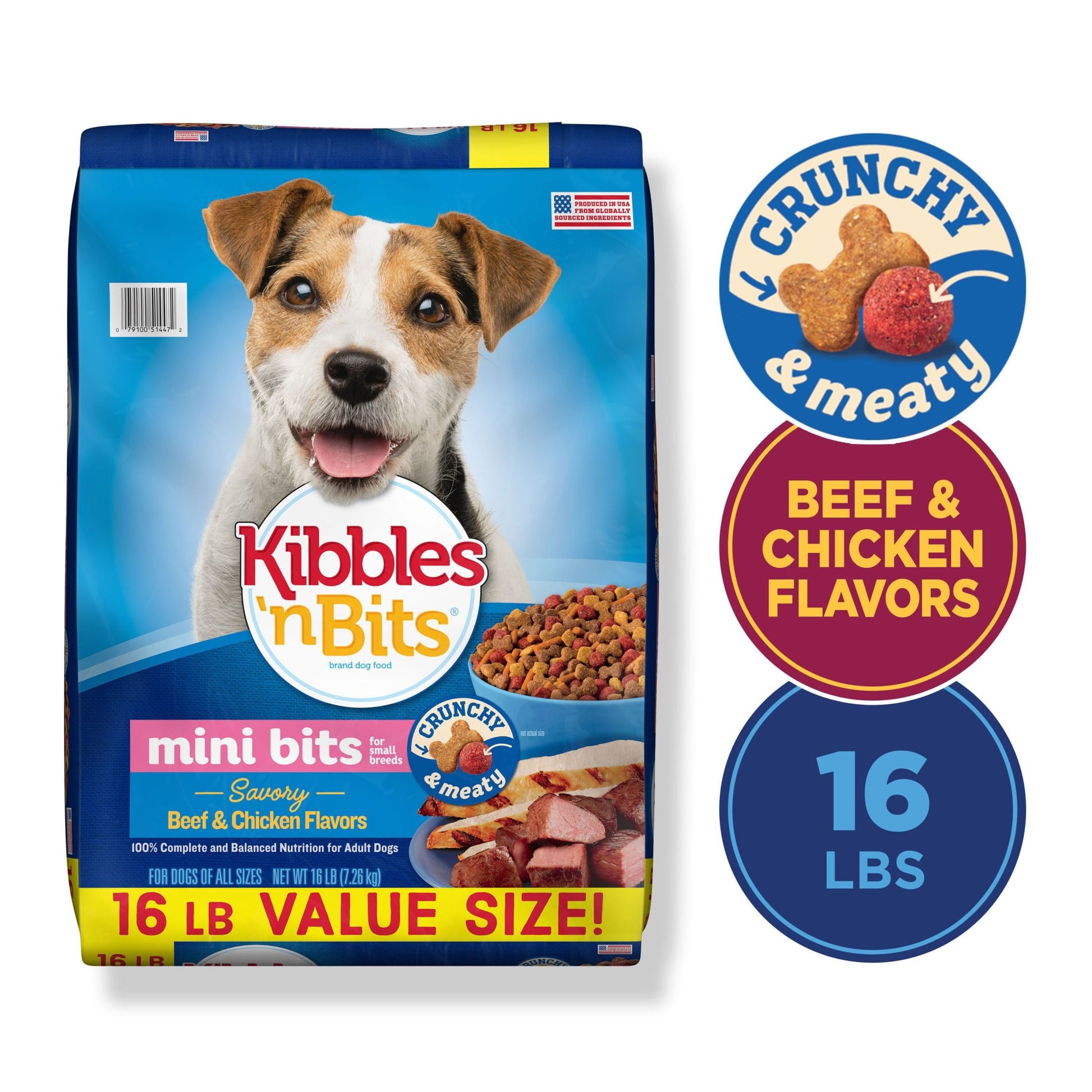 Mini Bits Small Breed Savory Beef & Chicken Flavors Dry Dog Food, 16 Lb. Bag