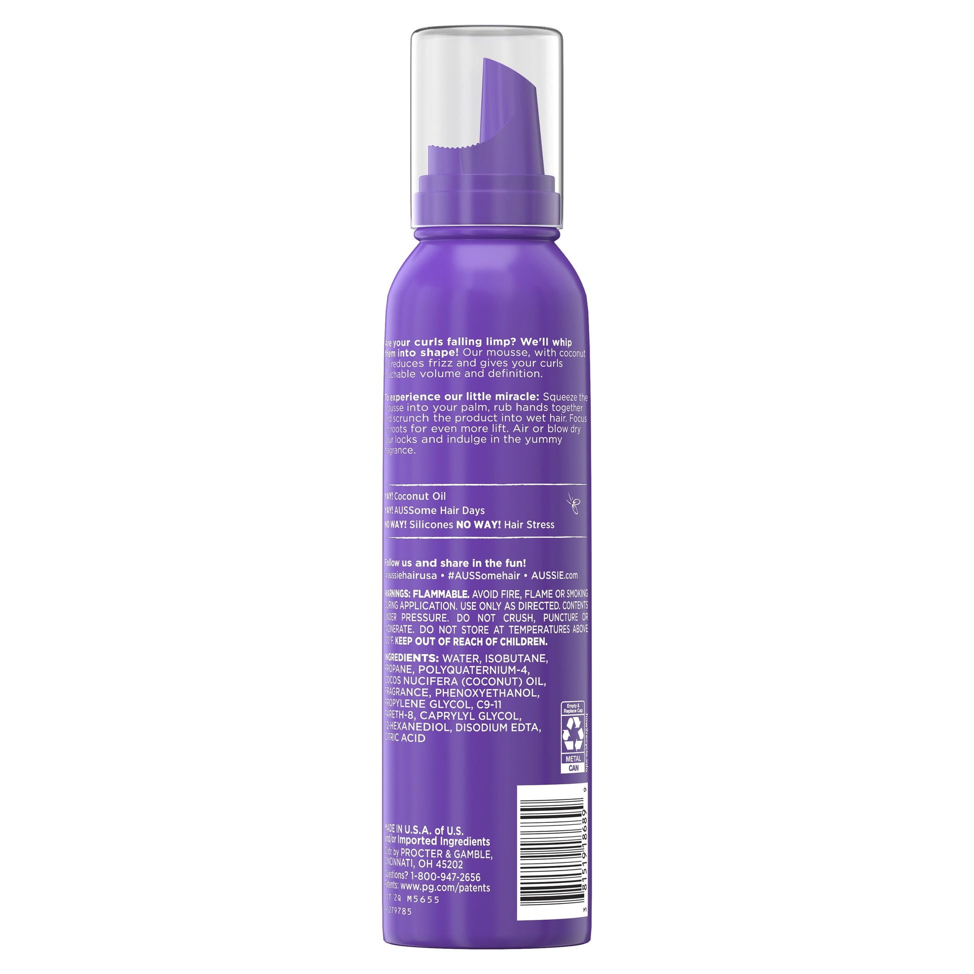 Miracle Curls Styling Mousse with Coconut & Jojoba Oil, for Curly Hair, Unisex 6.0 Fl Oz