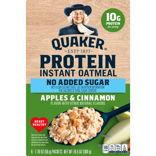 Protein No Added Sugar Apple Cinnamon Flavored Instant Oatmeal, 10.5 Oz