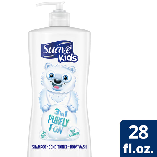 Kids 3-In-1 Shampoo Conditioner & Body Wash, Purely Fun, 28 Oz