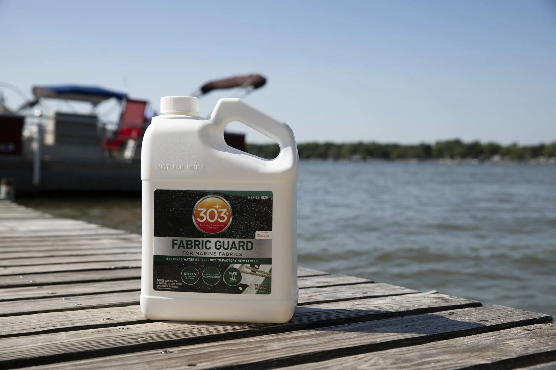 Marine Fabric Guard - Restores Water and Stain Repellency to Factory New Levels, Simple and Easy to Use, Manufacturer Recommended, Safe for All Fabrics, 1 Gallon (30674)