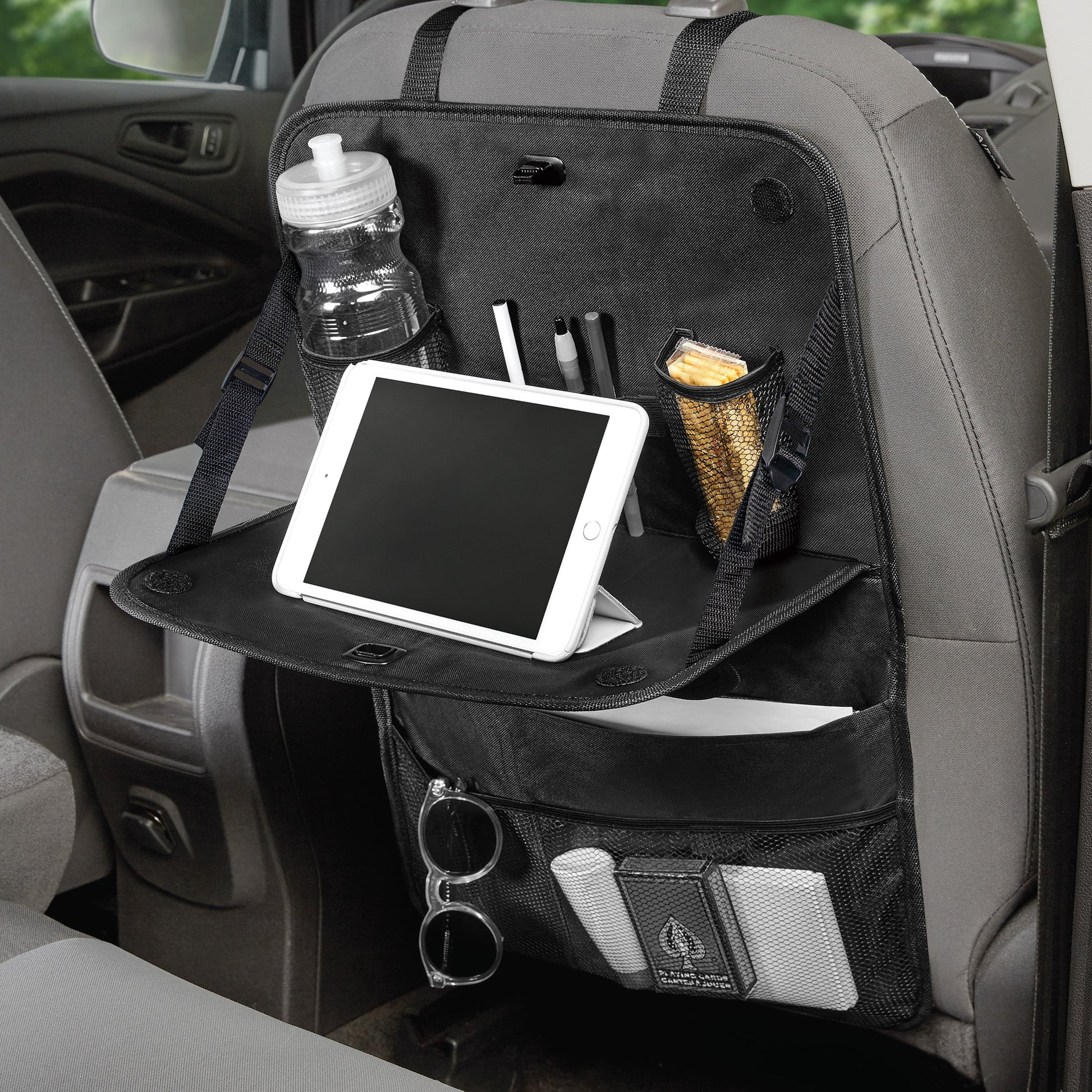 Black Multi-Pocket Backseat Organizer Fits on All Type Vehicles 1 Pack, 23.43"*15.16"