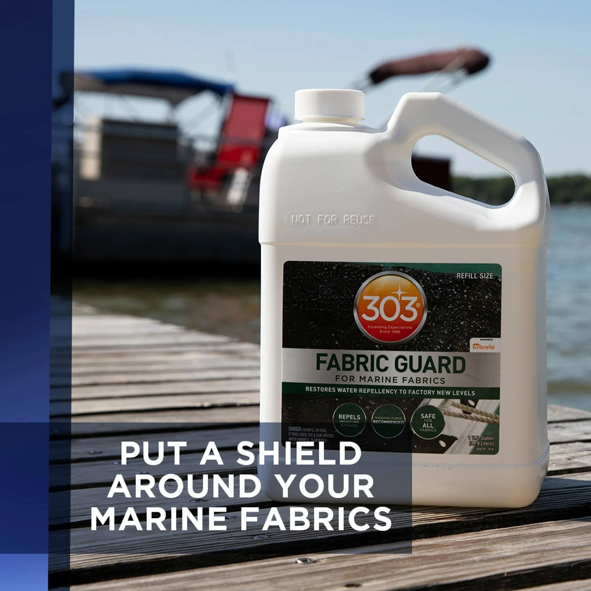 Marine Fabric Guard - Restores Water and Stain Repellency to Factory New Levels, Simple and Easy to Use, Manufacturer Recommended, Safe for All Fabrics, 1 Gallon (30674)